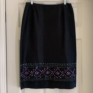 Ann Taylor  black silk skirt with beads
